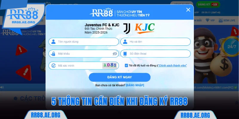 5 thông tin cần điền khi đăng ký RR88